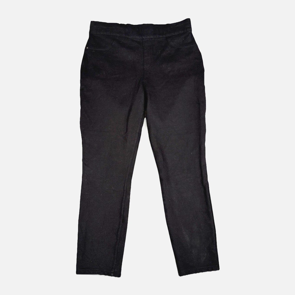 Spanx The Perfect Pant Womens Large Black Slim Skinny High Rise Ponte Leggings
